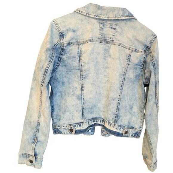 Mudd Acid Wash Distressed Jean Jacket Woman's Large - Picture 3 of 8